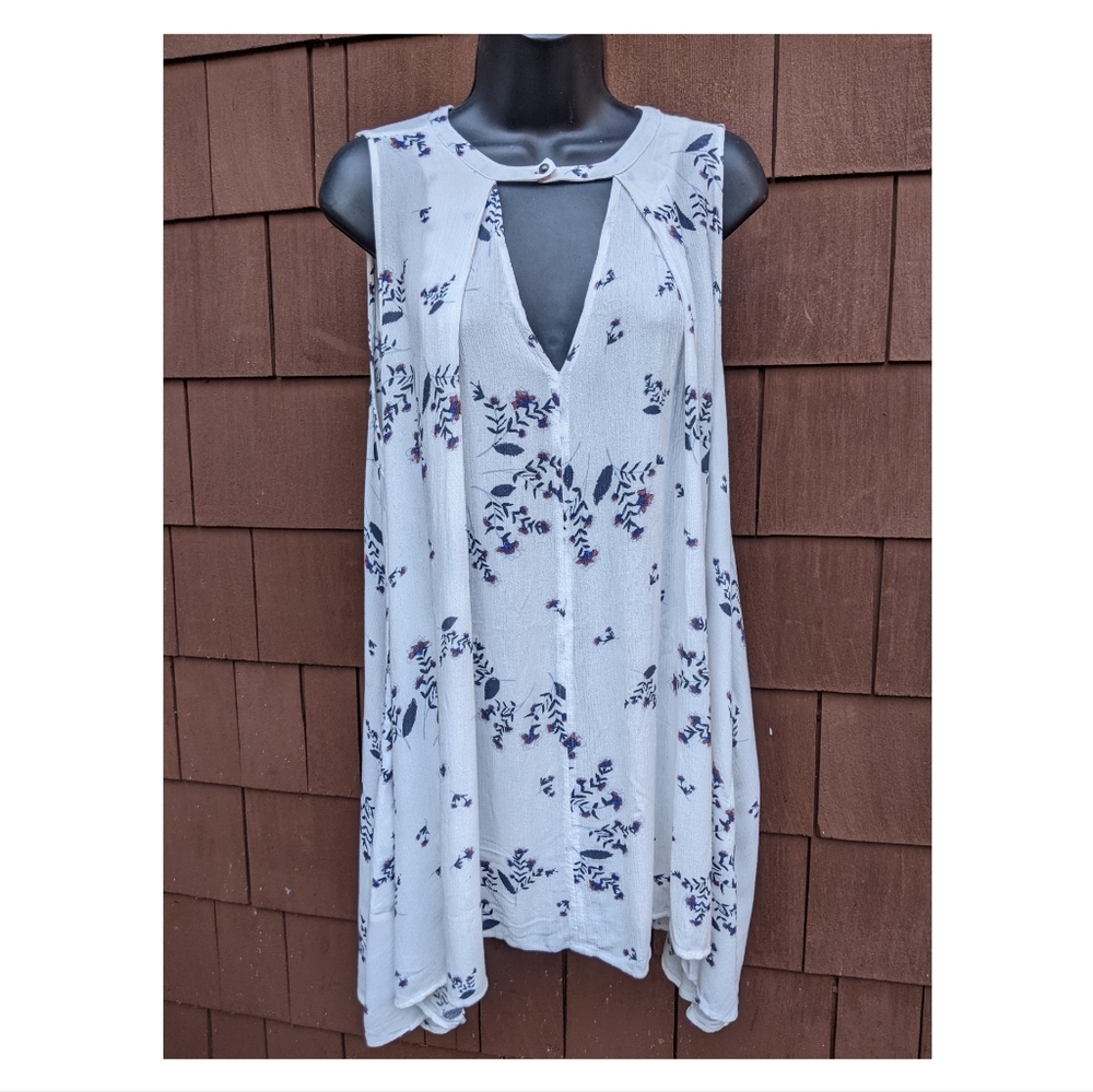 Free People Snap Out of it swing dress sleeveless v neck white small petite